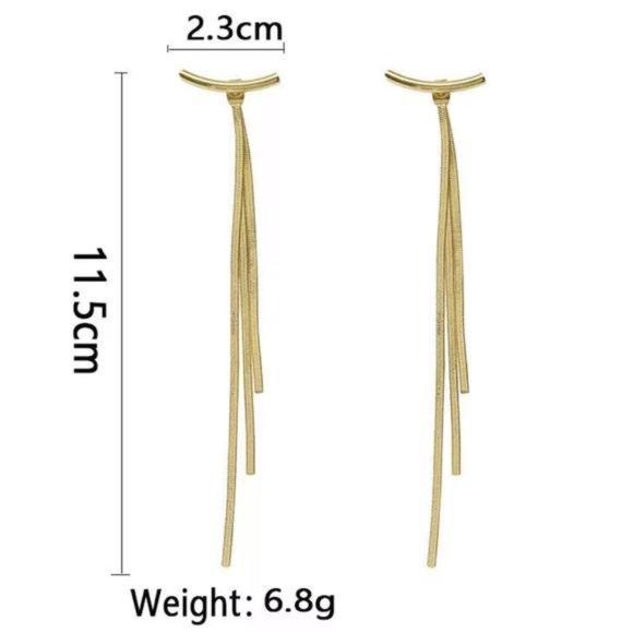 NEW STERLING SILVER TASSEL BAR LONG ARC EARRINGS, NICE EARRINGS, CUTE EARRINGS - Picture 4 of 6